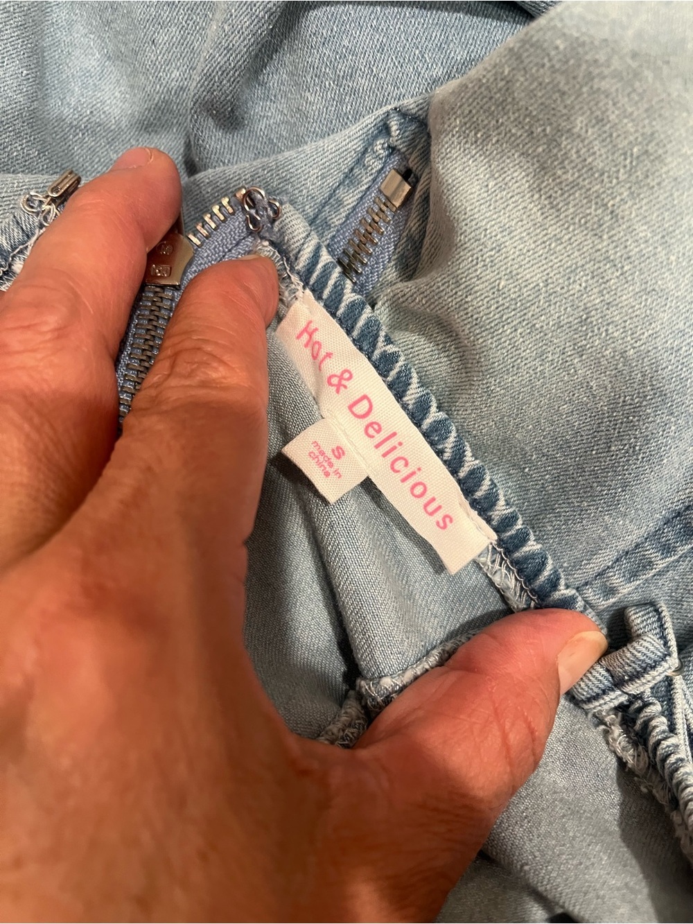 Hot & Delicious Light Blue Denim Dress with Pink Label - Picture 4 of 5